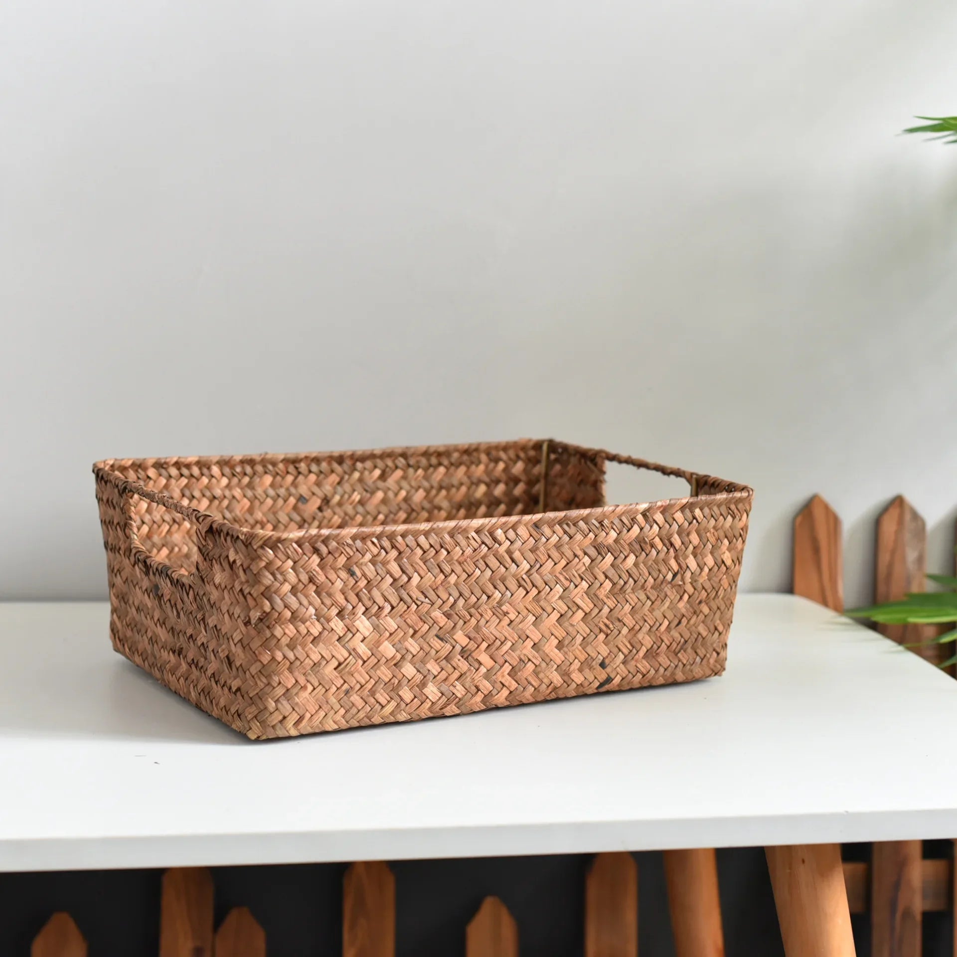 panier en osier tressé pour rangement et décoration - vue 9 sur 8
