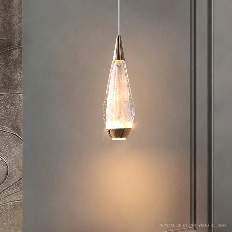 Lamp Modern 3-Lights Kitchen Island Pendant Lighting, Mini LED Light Fixtures Gold Crystal Hanging Light Fixture For Bedside R - vue 7 sur 9