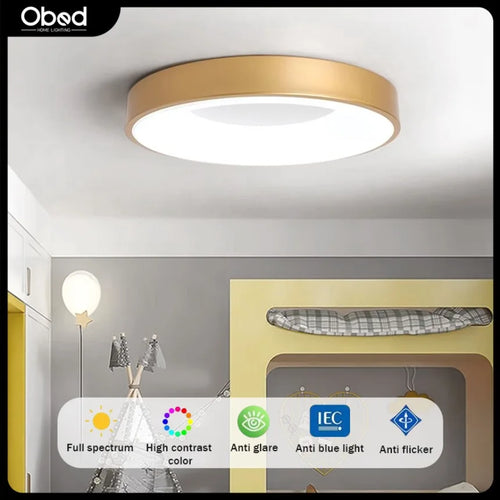 plafonnier led macaron moderne circulaire grain de bois réglable