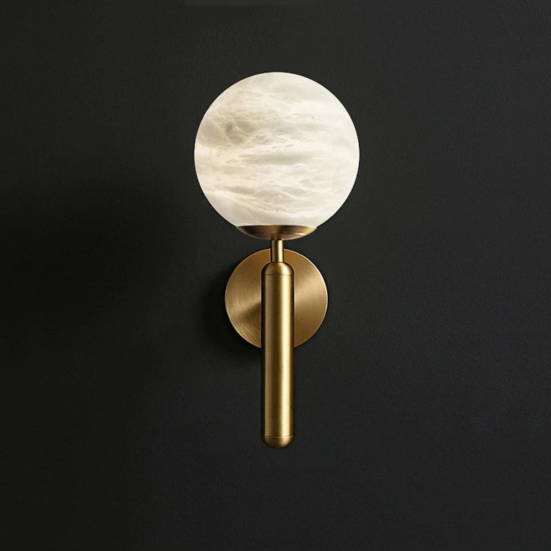 applique murale led créative boule laiton marbre style européen antique