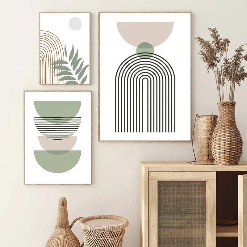 décoration murale abstraite avec feuilles géométriques boho moderne - vue 6 sur 7