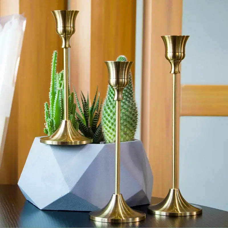 kit de bougeoirs en laiton doré pour décorations festives - vue 4 sur 26