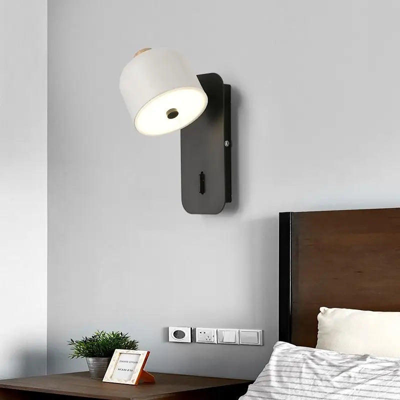 applique murale nordique rotative avec interrupteur led pivotante