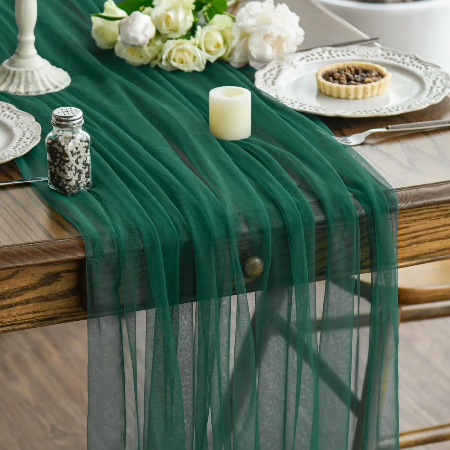 Chemin de table gaze transparente décoration mariage fête