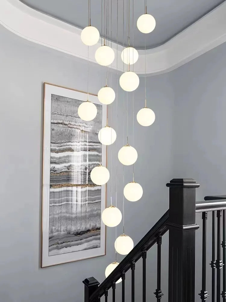lustre moderne nordique pour loft duplex hôtel hall - vue 3 sur 24