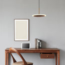 Suspension design ronde Led en noyer noir