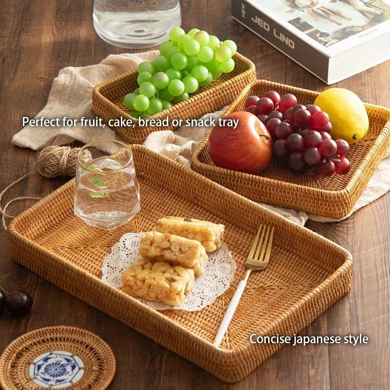 panier de rangement tissé à la main en rotin pour cuisine et pique-nique - vue 7 sur 22