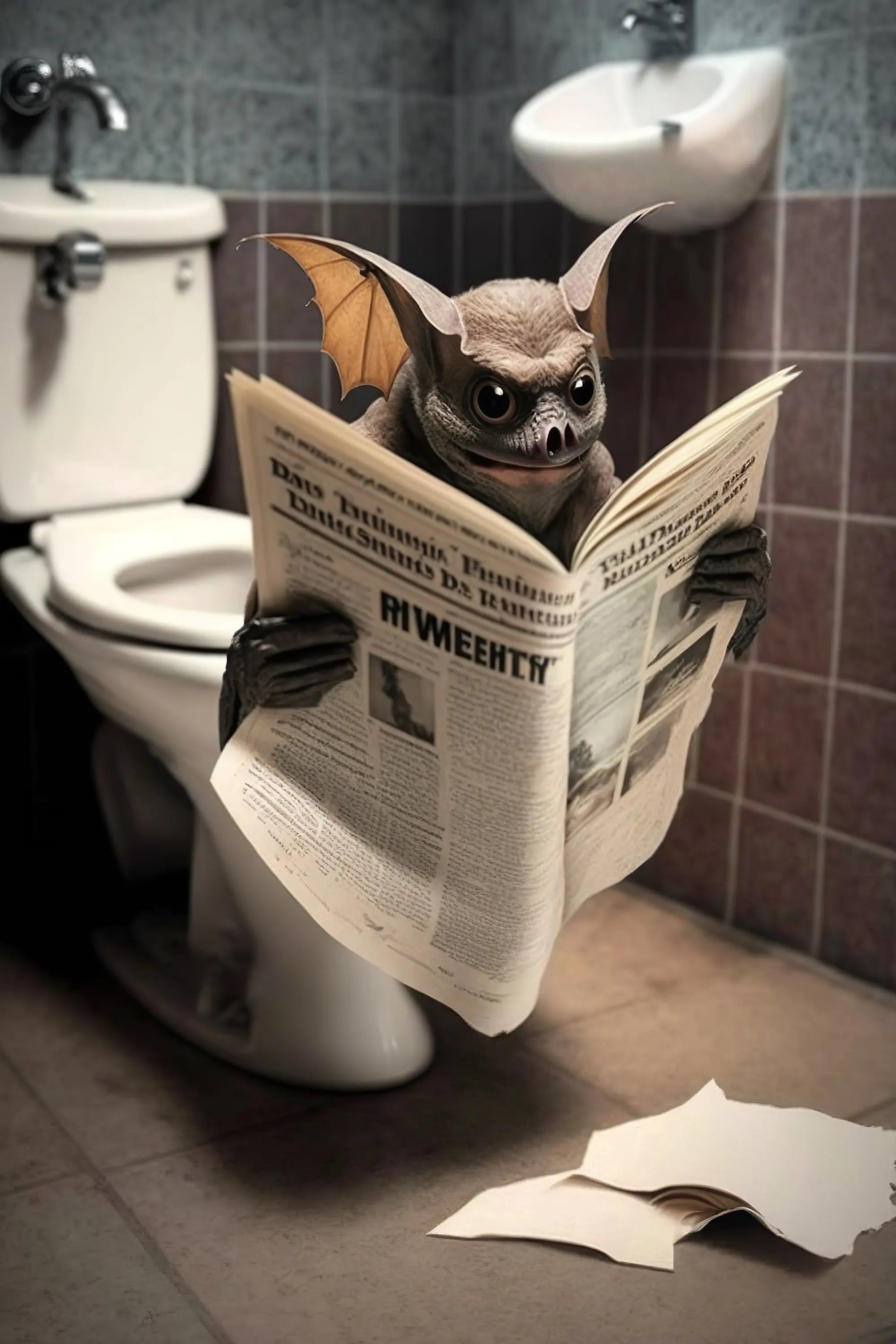 décoration murale humoristique animaux assis sur toilettes
