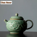 Theiere ceramique dragon phoenix relief filtre kung fu