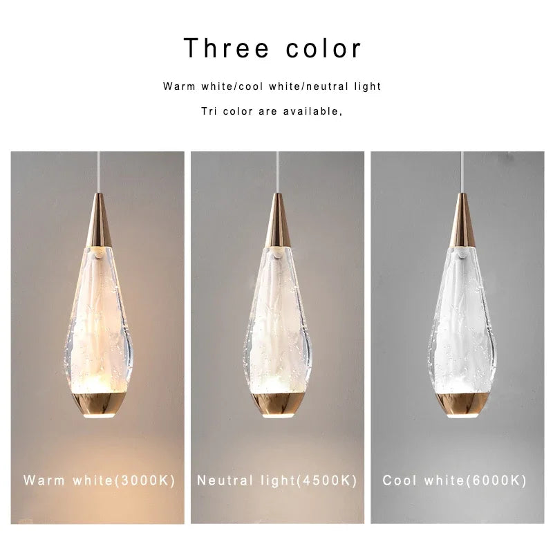 Lamp Modern 3-Lights Kitchen Island Pendant Lighting, Mini LED Light Fixtures Gold Crystal Hanging Light Fixture For Bedside R - vue 3 sur 9