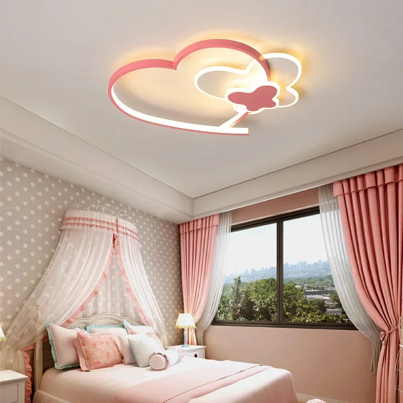 plafonnier LED chambre enfants en forme de coeur rose - vue 7 sur 10