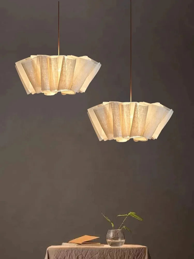 Nordique Vintage Wabi Sabi vent fait à la main tissu Led lustre B &amp; B éclairage intérieur salle à manger Bar chambre chevet suspension lumières