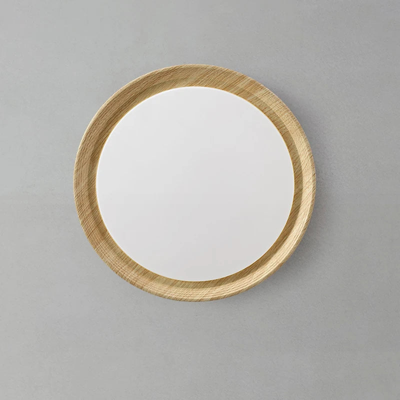lampe circulaire simple style nordique grain de bois éclairage entrée balcon porche - vue 6 sur 12
