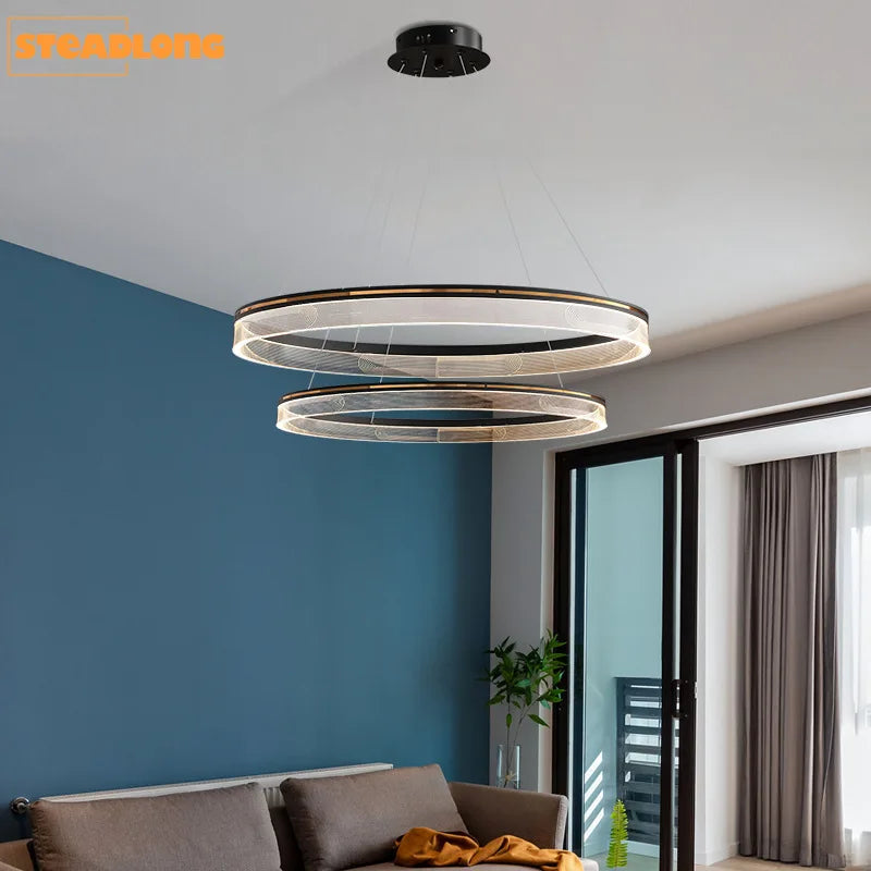 lustre de luxe italien moderne acrylique anneau lumineux créatif simple