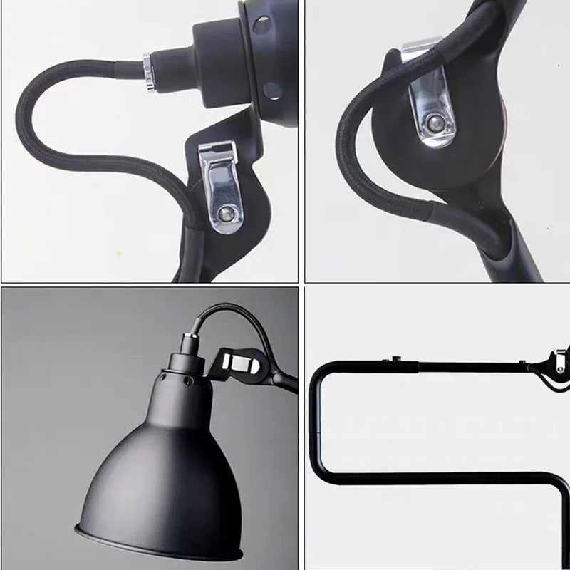 lampadaire rotatif à bras long en métal sur pied