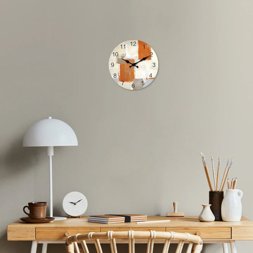 horloge murale moderne en bois motif abstrait silencieuse décorative