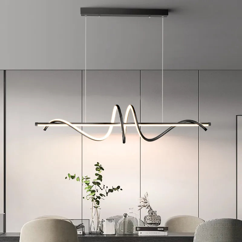 Suspension LED moderne lumières lustre or vague Lampadario lampe ECG salle à manger chambre salon cuisine suspension suspension