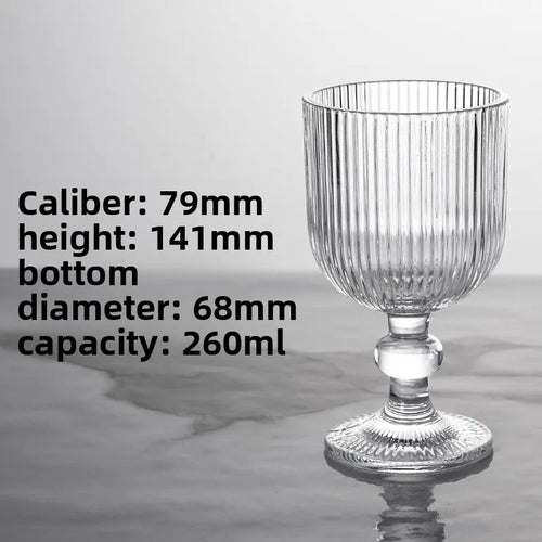 Verres a vin rayes tige courte large ouverture