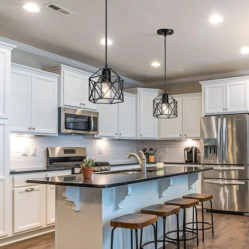 Suspension lampes suspendues Vintage pour plafonnier Cage en métal nordique Led lustre lampe suspendue pour îlot de cuisine