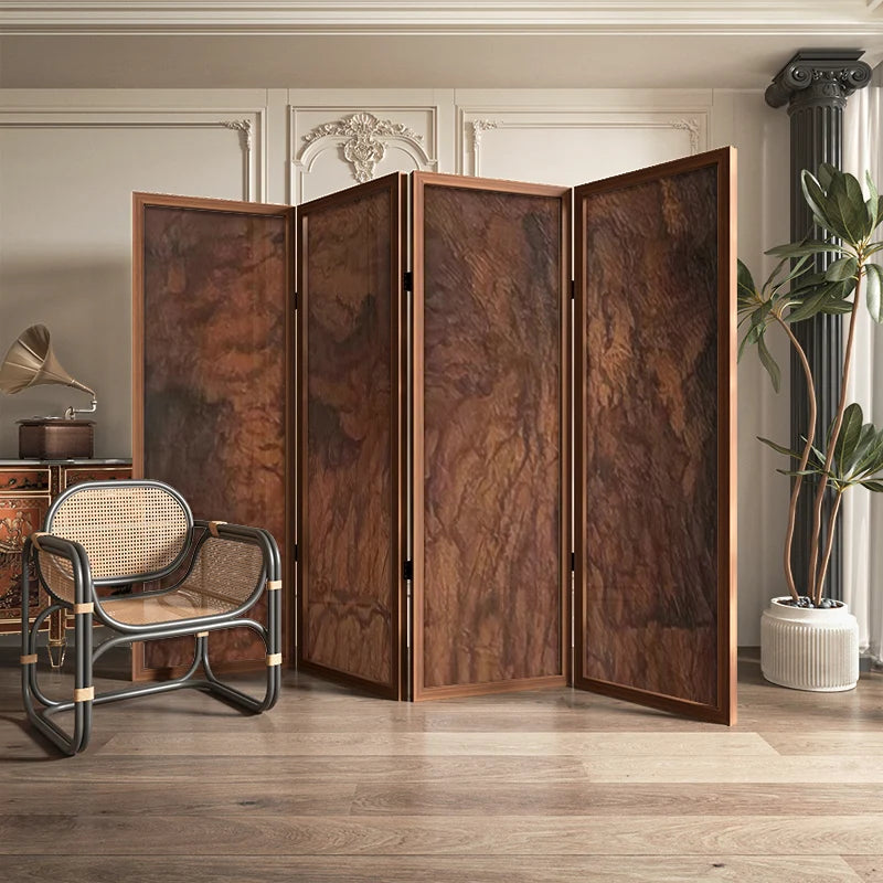 paravent en bois massif style médiéval wabi-sabi pliant décoratif - vue 5 sur 5