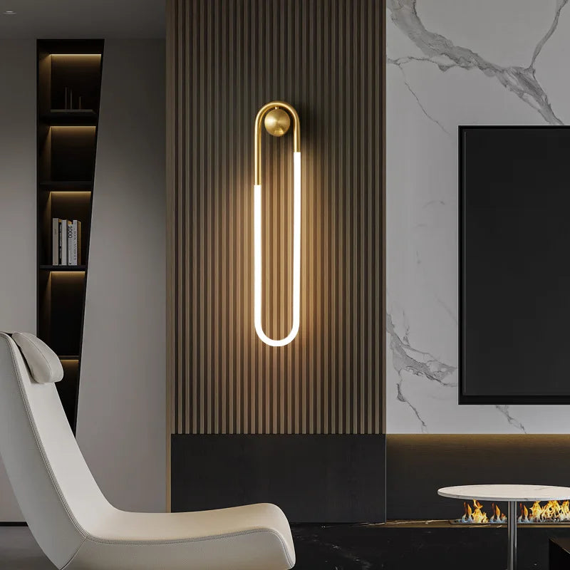 Moderne minimaliste Ellipse applique murale LED lumière or noir cuivre applique luminaire pour salon chambre allée escaliers applique décor à la maison