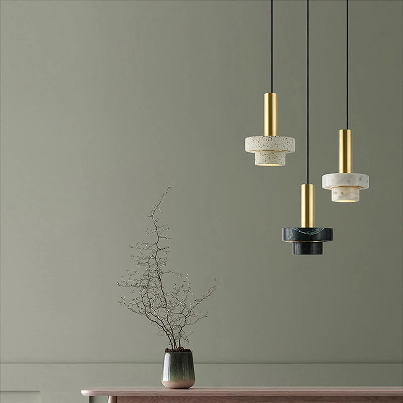 Suspension LED en marbre décorative pour divers espaces - vue 6 sur 17