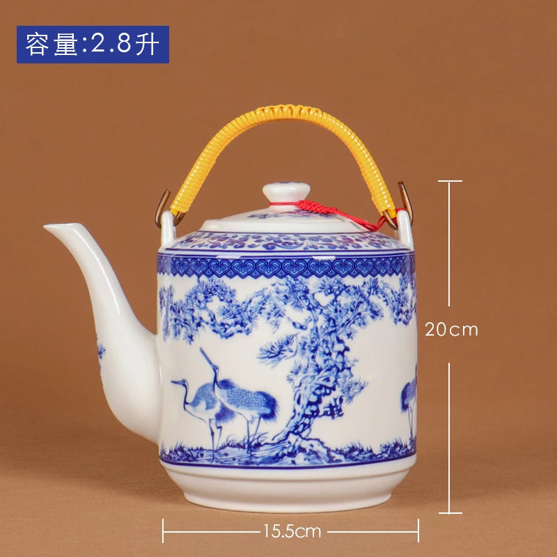 Théière céramique jingdezhen style chinois porcelaine grande capacité - vue 2 sur 7