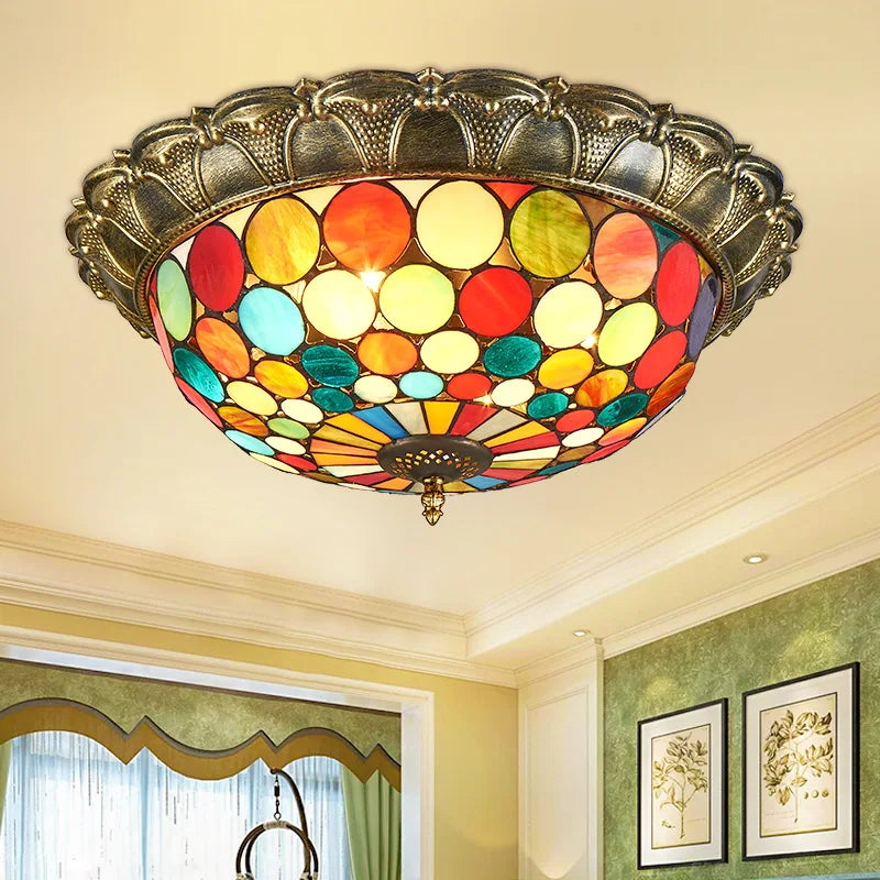 plafonnier led vitrail classique pour éclairage intérieur décoratif - vue 6 sur 13