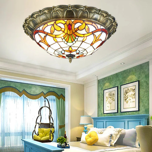 plafonnier led vitrail classique pour éclairage intérieur décoratif