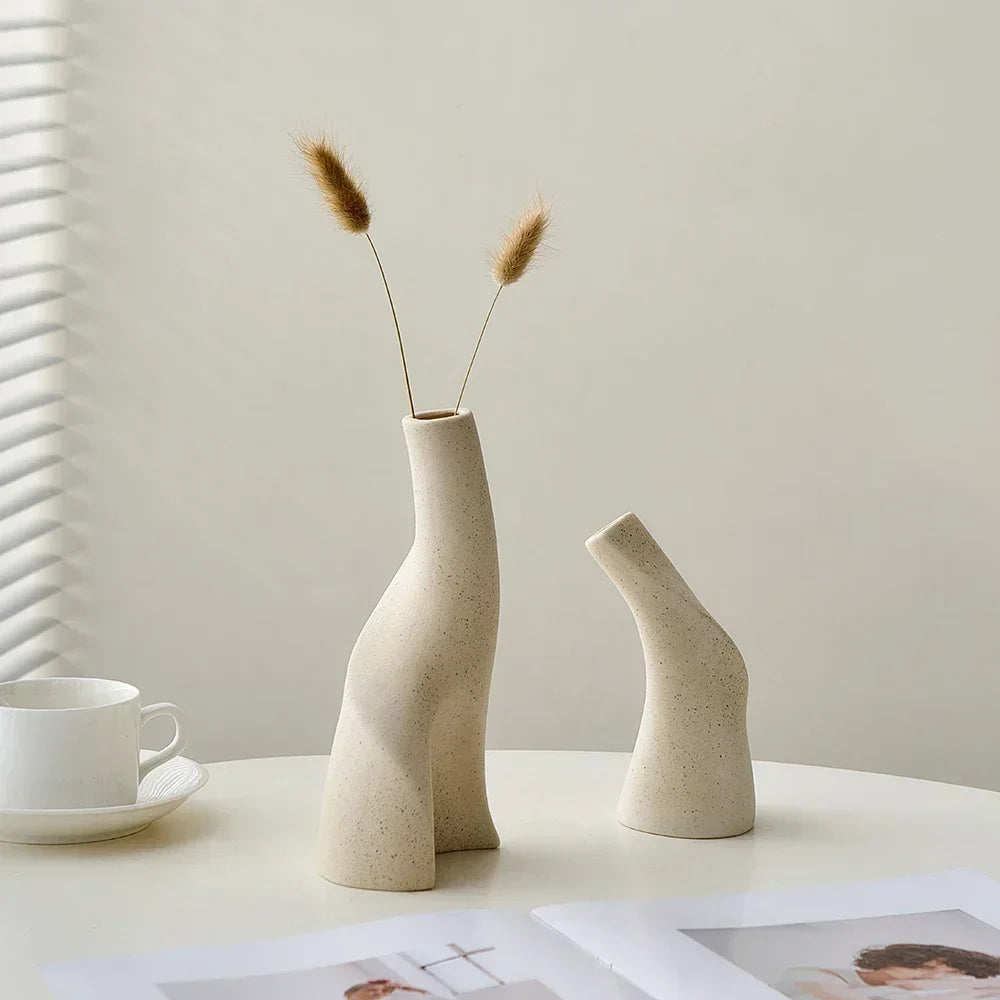 vase moderne en céramique givrée fait main pour fleurs séchées - vue 6 sur 8