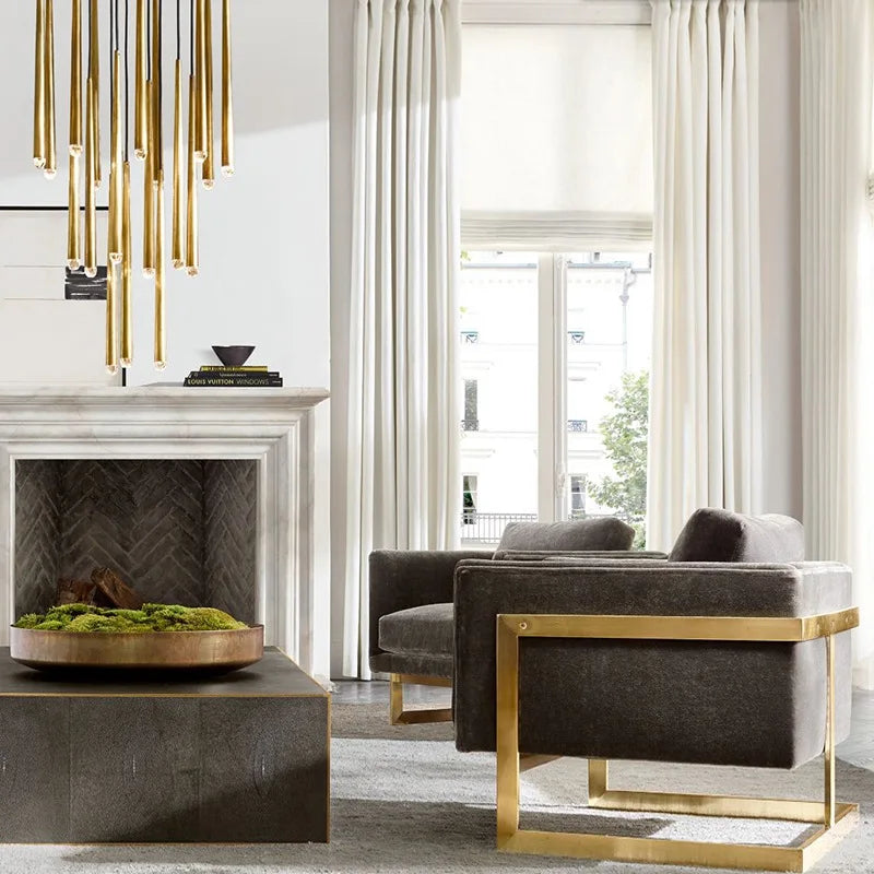 suspension lustre nordique en cuivre pour villa - vue 6 sur 20