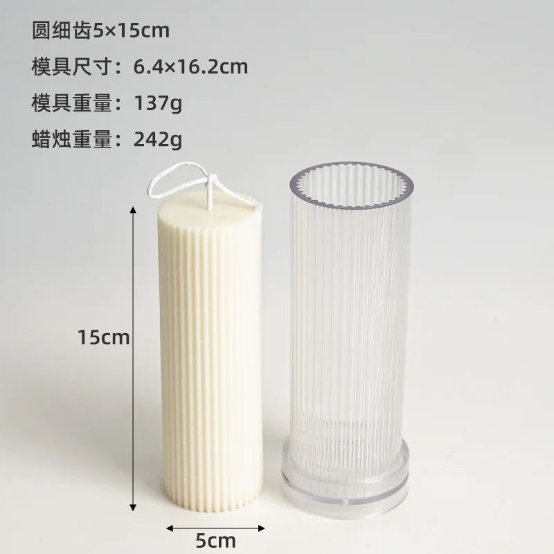 moule cylindrique à rayures pour fabrication de bougies en acrylique