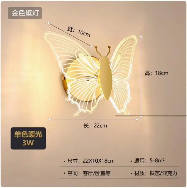 applique murale LED papillon pour chambre d'enfant décoration murale - vue 8 sur 10