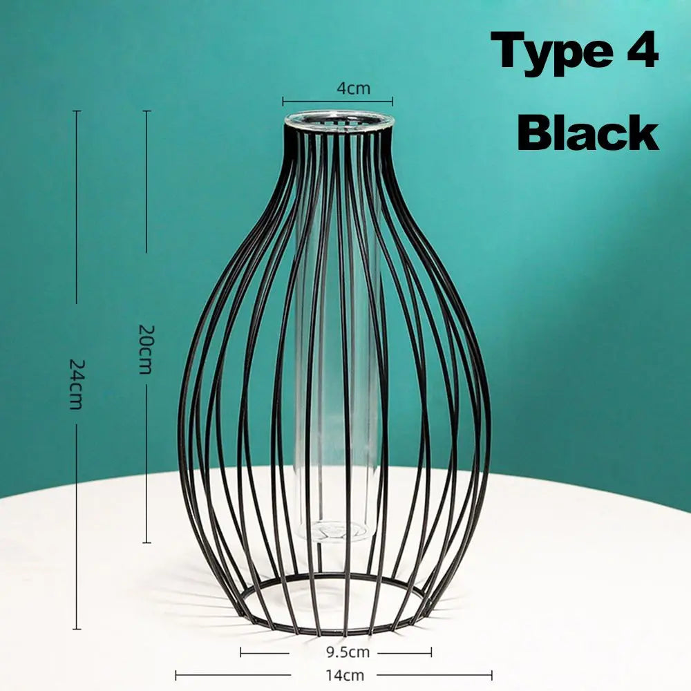 vase en fer rétro avec verre décoration nordique moderne - vue 10 sur 16