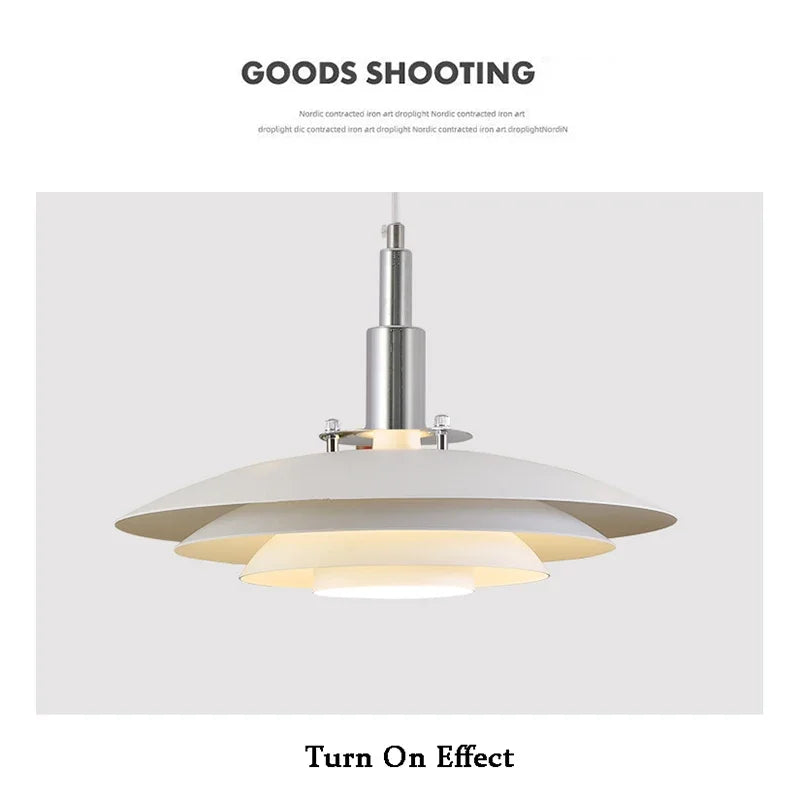 Lamp Mid Century Pendant Light Creative Modern Gradient White Red UFO Adjustable Light Fixture Dining Room Kitchen chandeliers - vue 4 sur 9