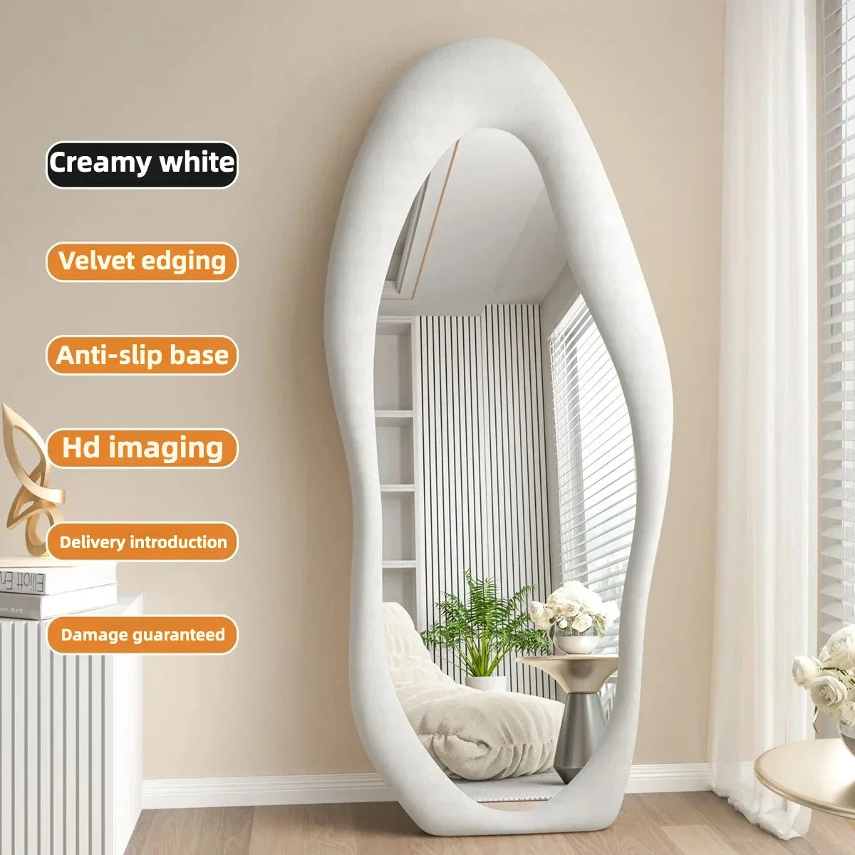 miroir intégral ondulé design nordique pour décoration intérieure - vue 8 sur 13