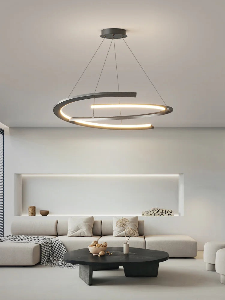 Lustre moderne simple design nordique anneau restaurant - vue 4 sur 12