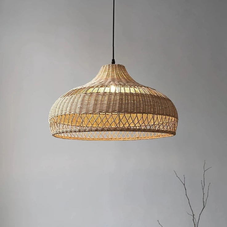 Lustre design en rotin clair - vue 3 sur 6