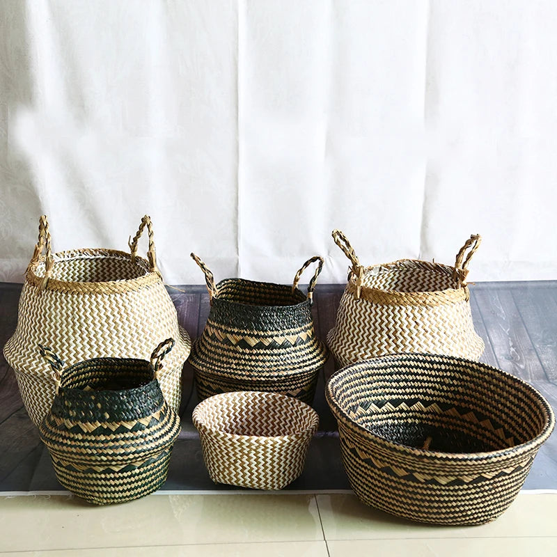 panier de rangement pliable en osier pour jouets et linge - vue 4 sur 13