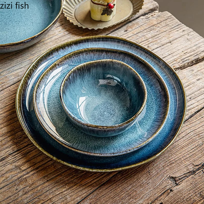 assiette ceramique effet flamme style retro vaisselle restaurant - vue 3 sur 7