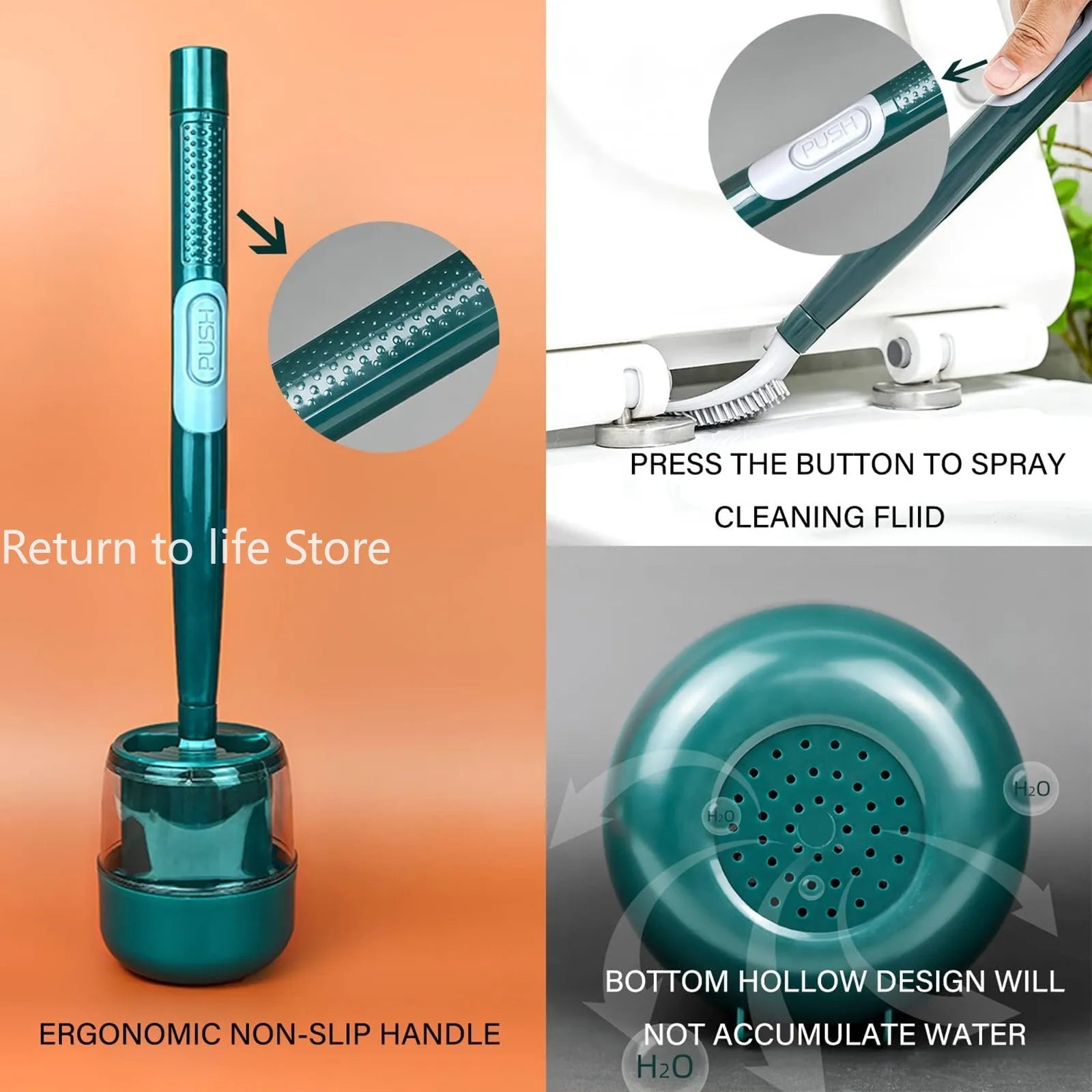 brosse distributrice de savon avec support en silicone pour nettoyage - vue 3 sur 7