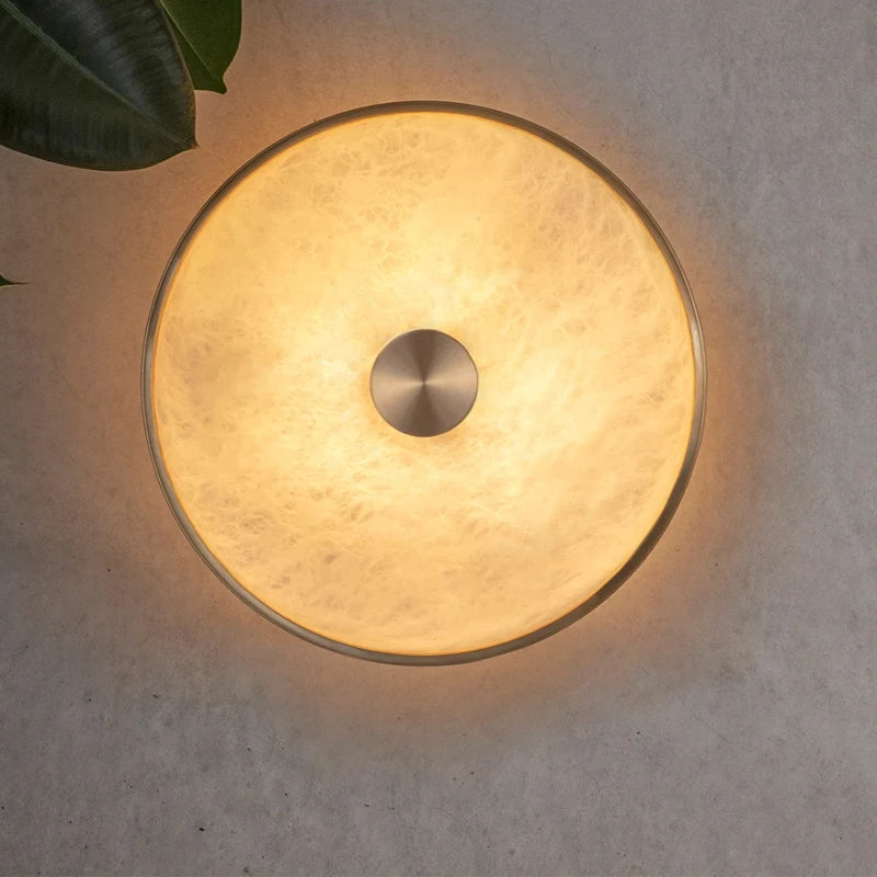 applique murale en marbre naturel espagnol éclairage luxe cuivre design créatif - vue 3 sur 7