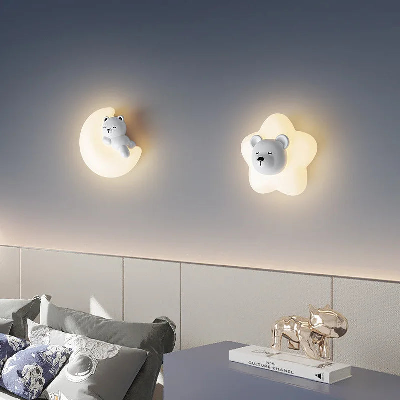 applique murale led étoile lune ours lapin minimaliste moderne