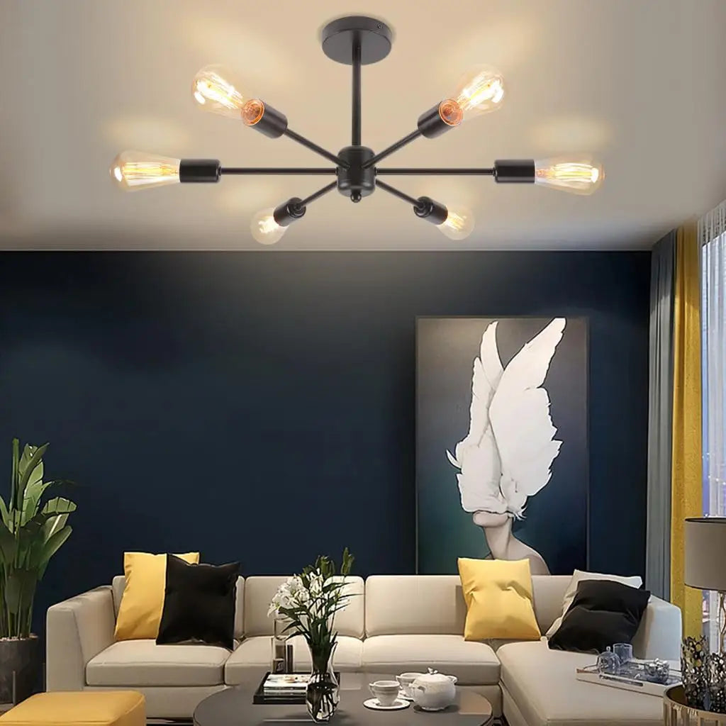 Moderne 4/6 têtes Plafonnier Rétro Plafond Lustre Lampe Industrielle Luminaria Lamparas pour Salon Plafonnier Éclairage - vue 5 sur 10