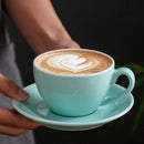 Service café céramique style barista avec soucoupe