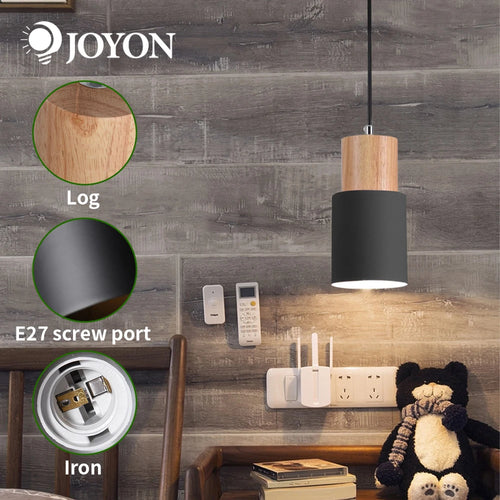 Nordique Simple bois E27 lampes suspendues Led concepteur lampe suspendue coloré en aluminium luminaire cuisine île Bar hôtel décor à la maison