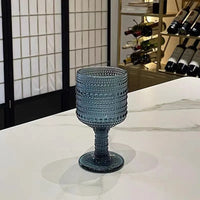verres à vin rétro gaufrés pied haut multiusage