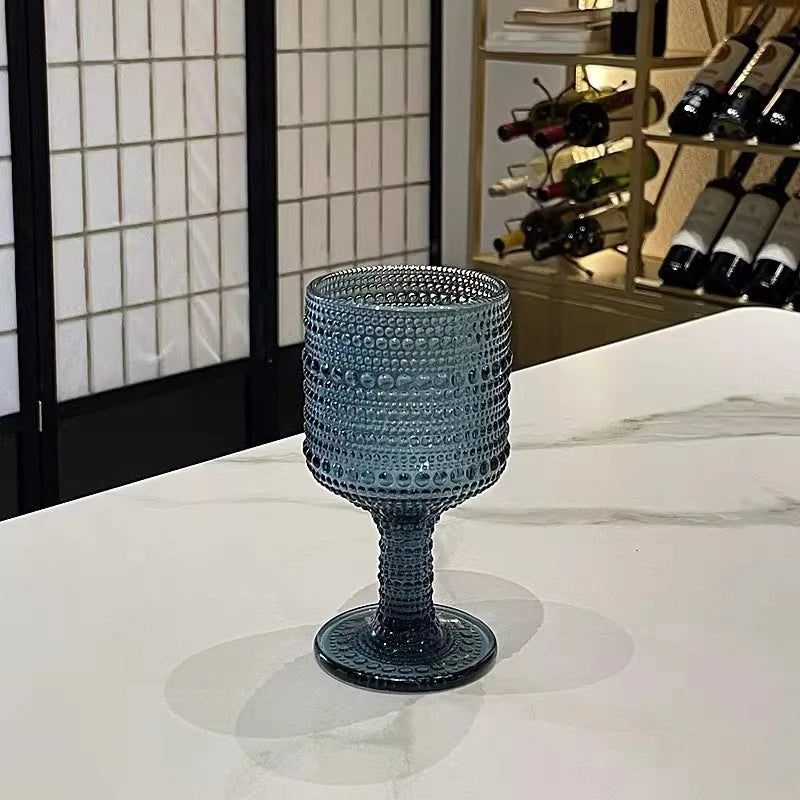 verres à vin rétro gaufrés pied haut multiusage