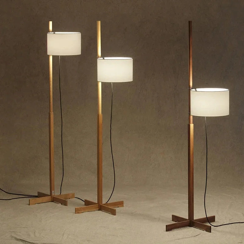 Lampadaire Nordique Wabi Sabi En Bois Massif Tissu Abat-Jour Led Salon Chambre Lampe De Chevet Décor À La Maison Canapé Coin Lampe Sur Pied - vue 7 sur 7