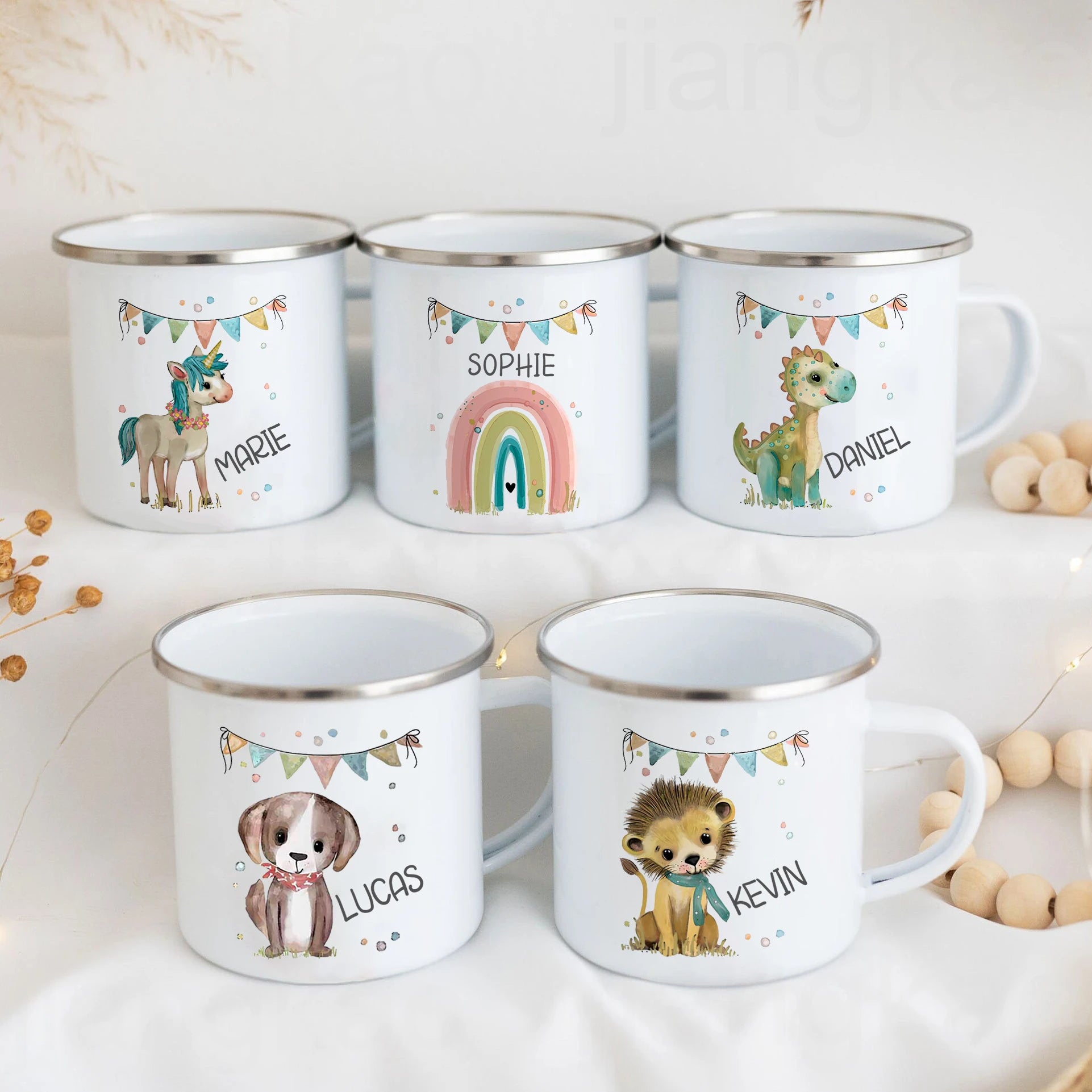 Mug enfant personnalisé avec animal style dessin enamel - vue 2 sur 7